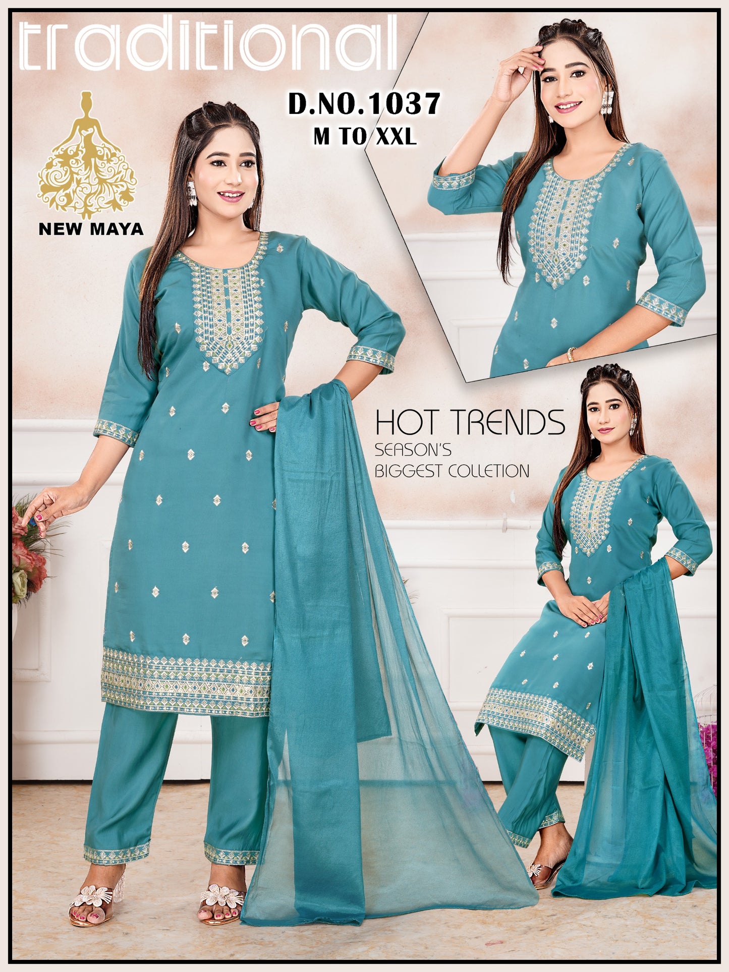 RAYON MACHINE WORK PANT SET