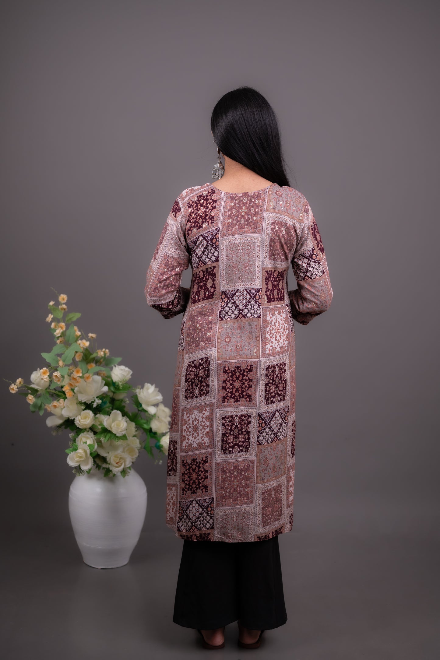 Burgundy Ethnic Embroidered Kurti