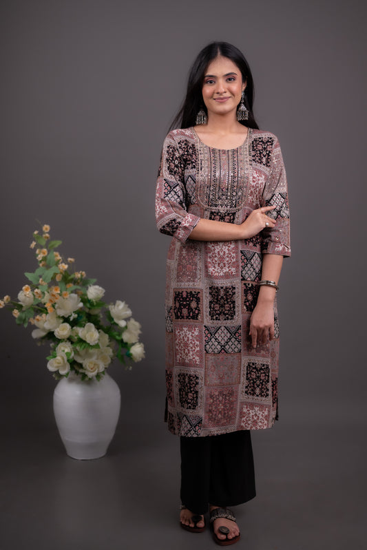 Elegant Embroidered Floral Kurti