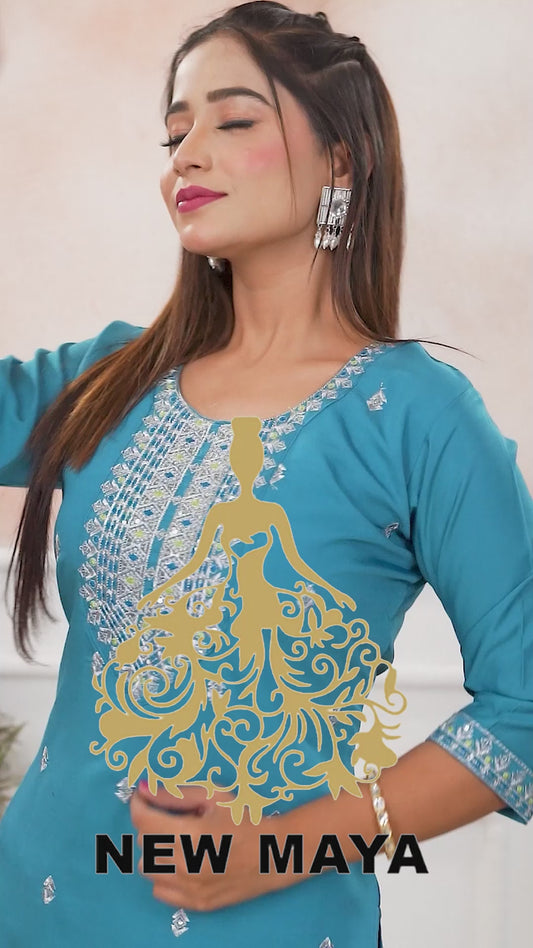 RAYON MACHINE WORK PANT SET